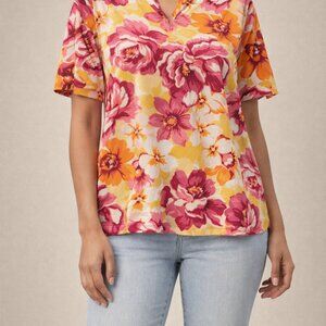 Alfred Dunner Bright Floral Top Size XL Work Casual Cottagecore Cozy